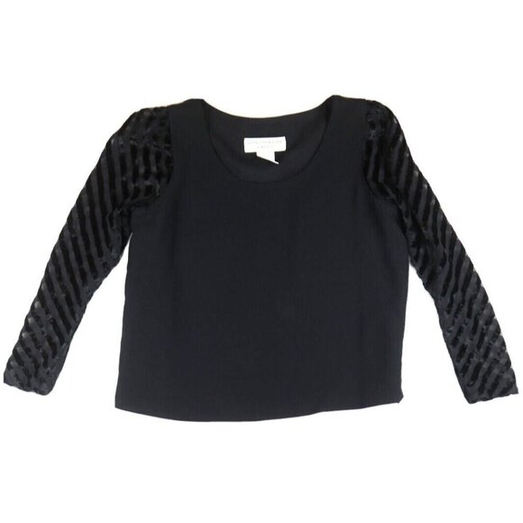 JONES NEW YORK - WOMEN'S BLACK BLOUSE LONG SHEER SLEEVE - SIZE 12 - Picture 1 of 4